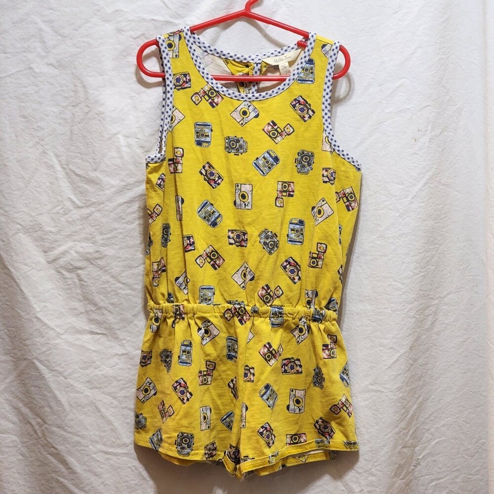 Matilda Jane Shortall Romper Yellow Camera Elastic Waist Girls Size 10